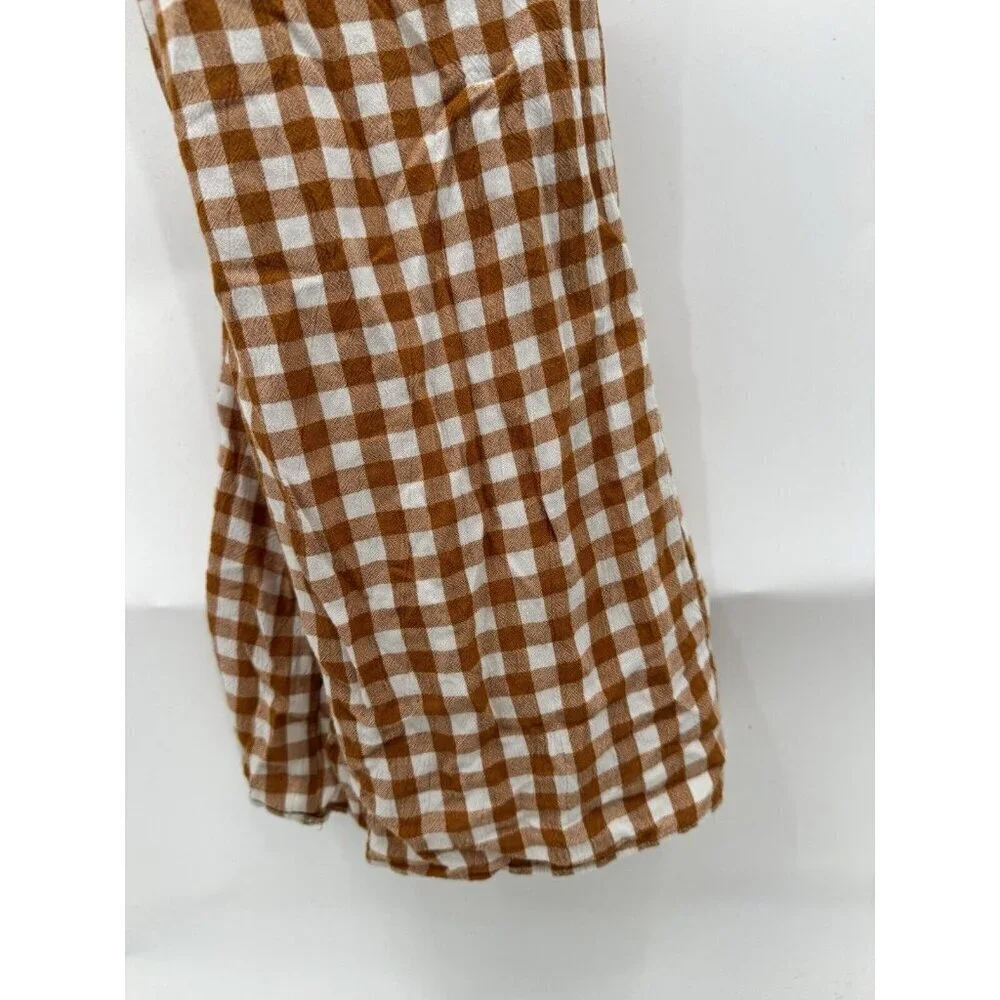 Saylor Jumpsuit Women Medium Orange White Bohemian Wide Leg Western Gingham RTR - Picture 11 of 15